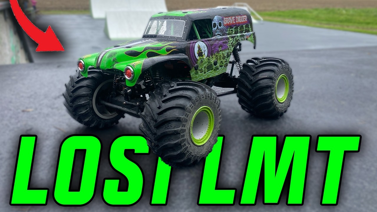 LOSI LMT GRAVE DIGGER - FIRST RUN! SKATEPARK FUN! #losi #lmt #monstertruck