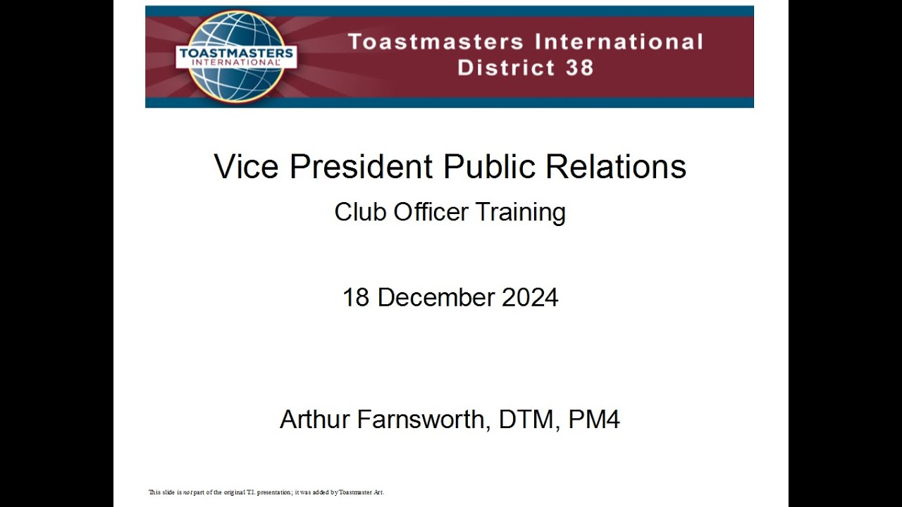 Club Vice President Public Relations Training