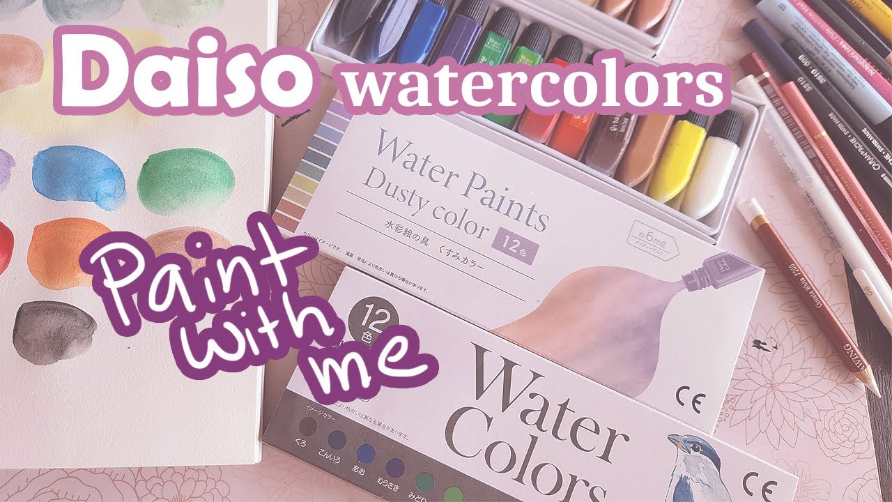 Trying cheap Daiso Watercolors + painting with Real Watercolors