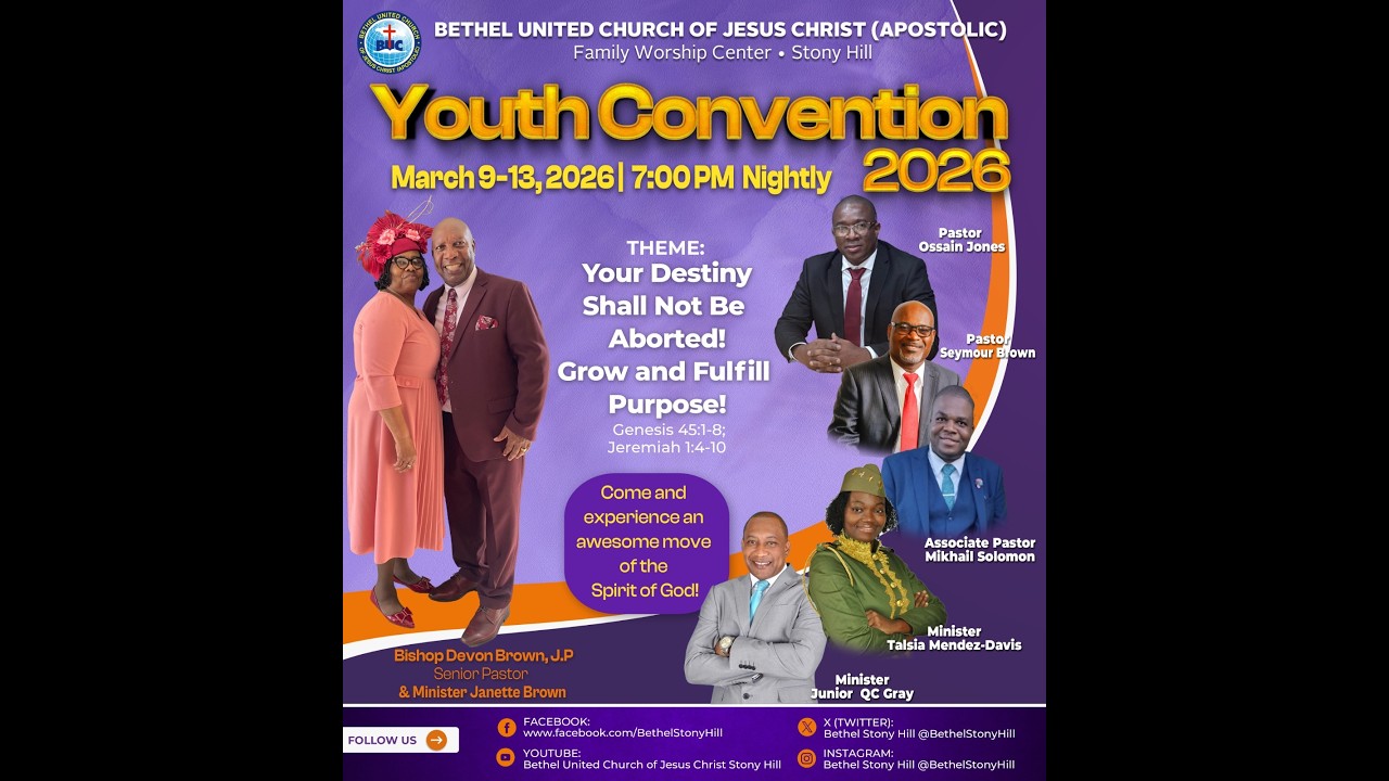 BUC Stony Hill | Youth Convention 2026 | Your Destiny Shall Not be Aborted |Pastor Seymour Brown |N4