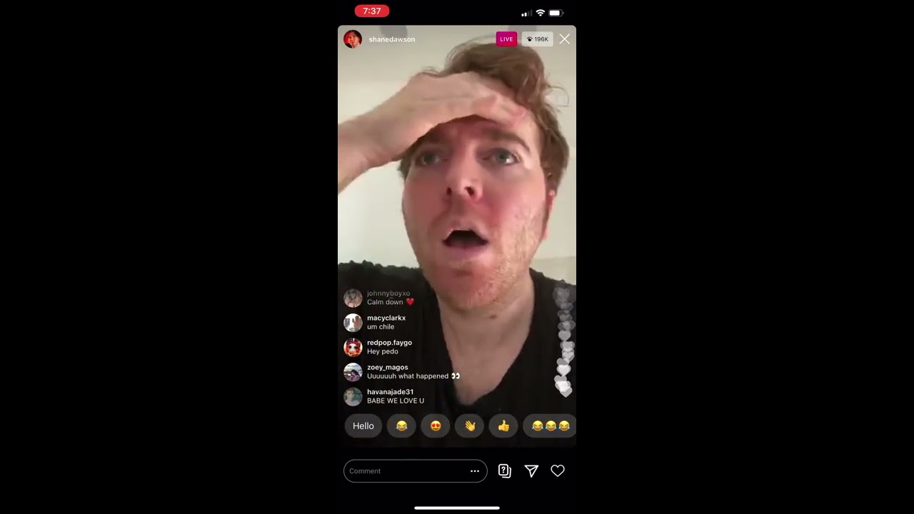 SHANE DAWSON Instagram Live calling out TATI