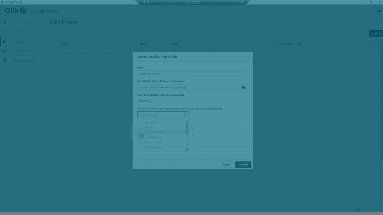 Загрузка локальных данных с помощью Qlik Data Transfer