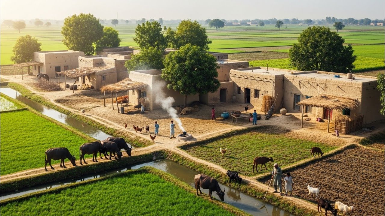 “REAL Village Life in Pakistan | Drone View of Traditional Farming & Daily Routine”