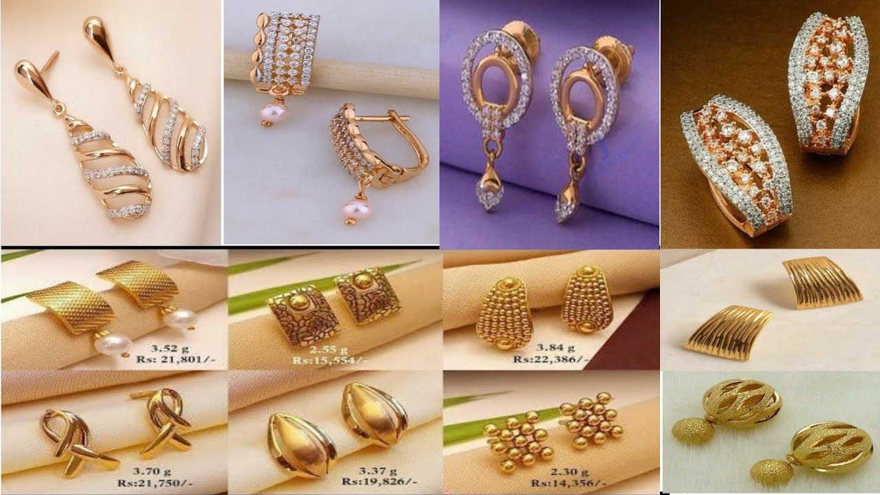 latest gold earring design// office wear, daily routine earrings 2023