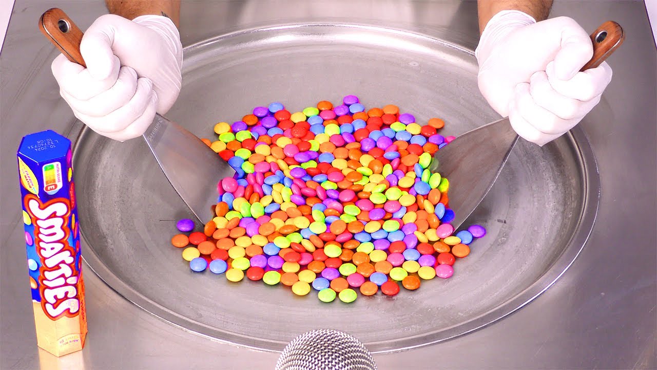 Как приготовить ОГРОМНЫЕ булочки с мороженым SMARTIES | АСМР (без разговоров)