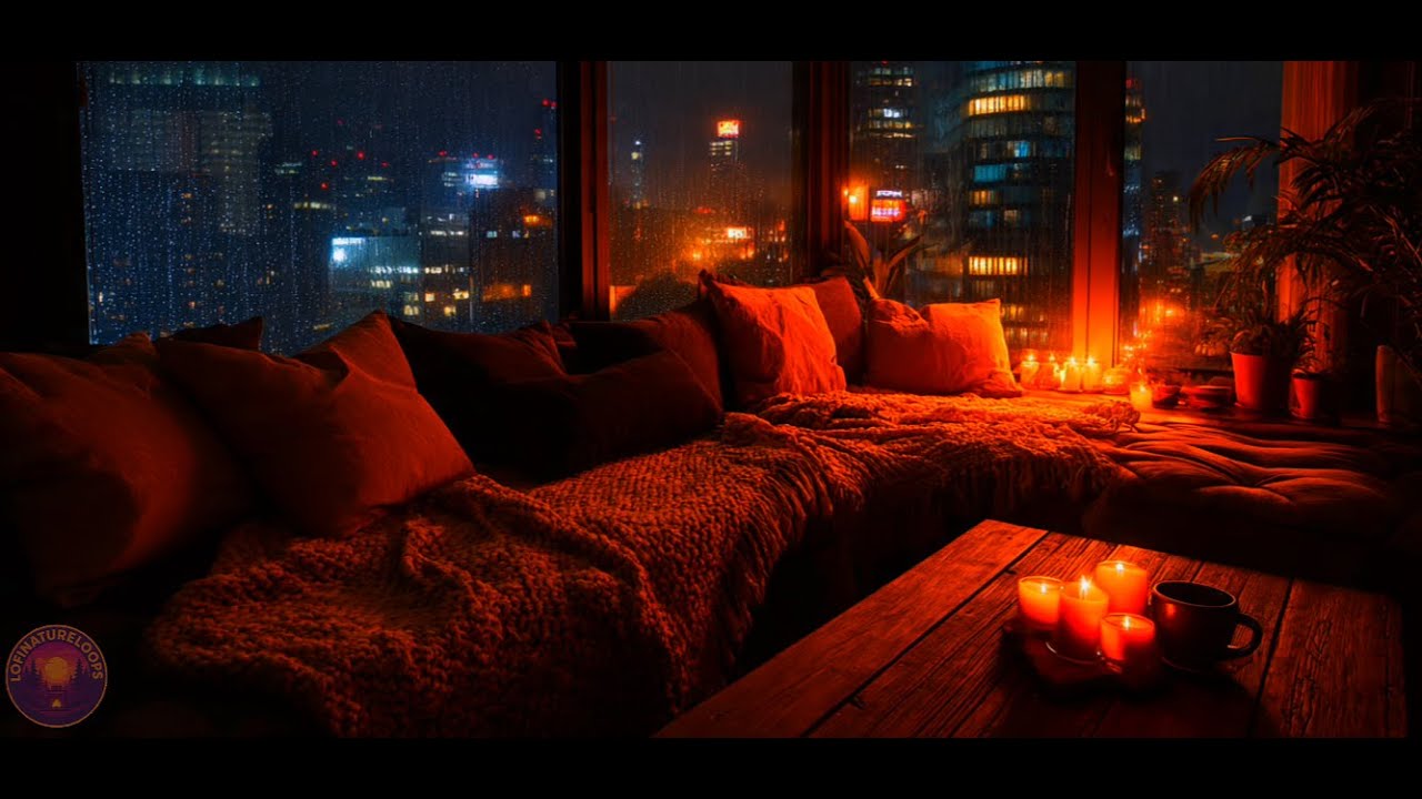 Rainy City Night 🌧️ Cozy Apartment Ambience for Deep Sleep, Study & Relaxation | City Rain Sounds