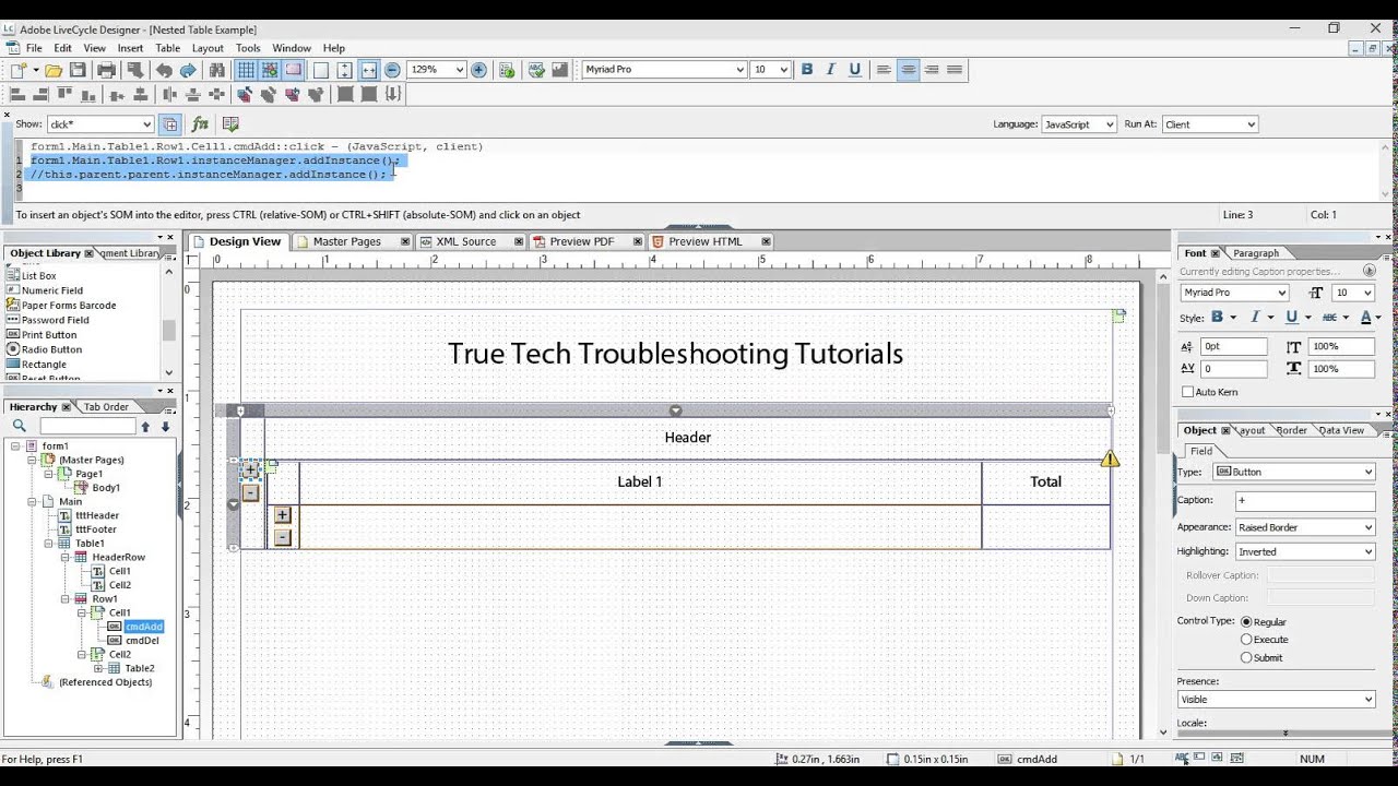 Nested Tables in Adobe LiveCycle ®