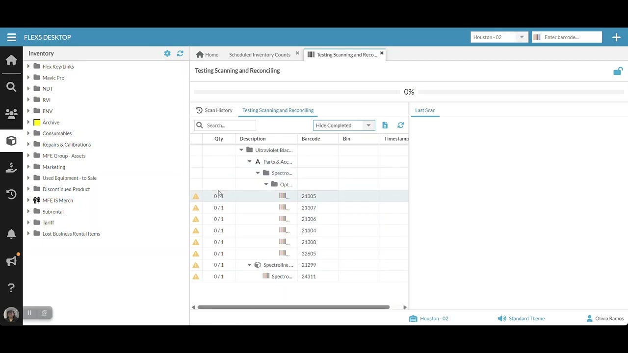 Scanning a Scheduled Inventory Count in Flex Rental Solutions