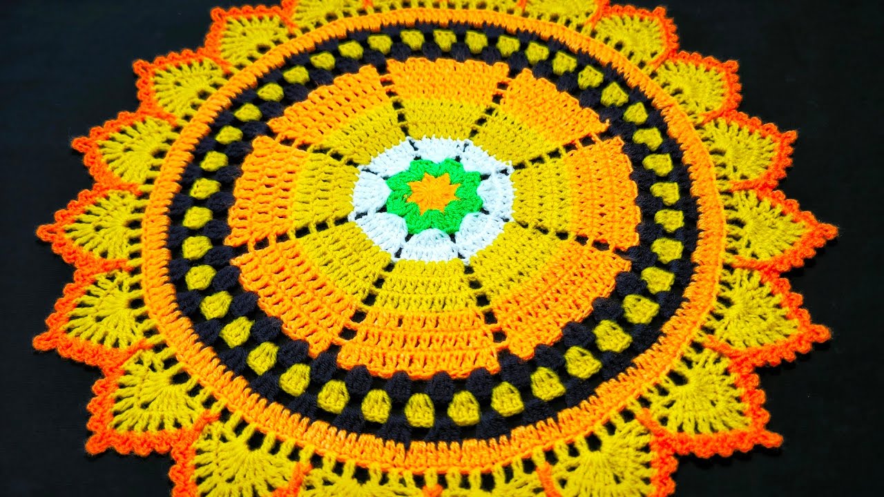 🧡 CROCHET PATTERN 💛 ( Rumal / Doily / Tablecloth ) Hindi/Urdu - Crochet Design Lesson 318