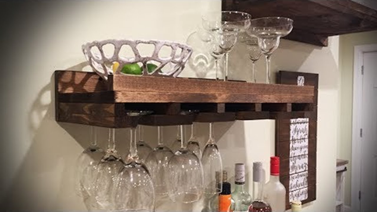 How to Hang Wine Glass Hanging Bar Shelves | del Hutson Designs