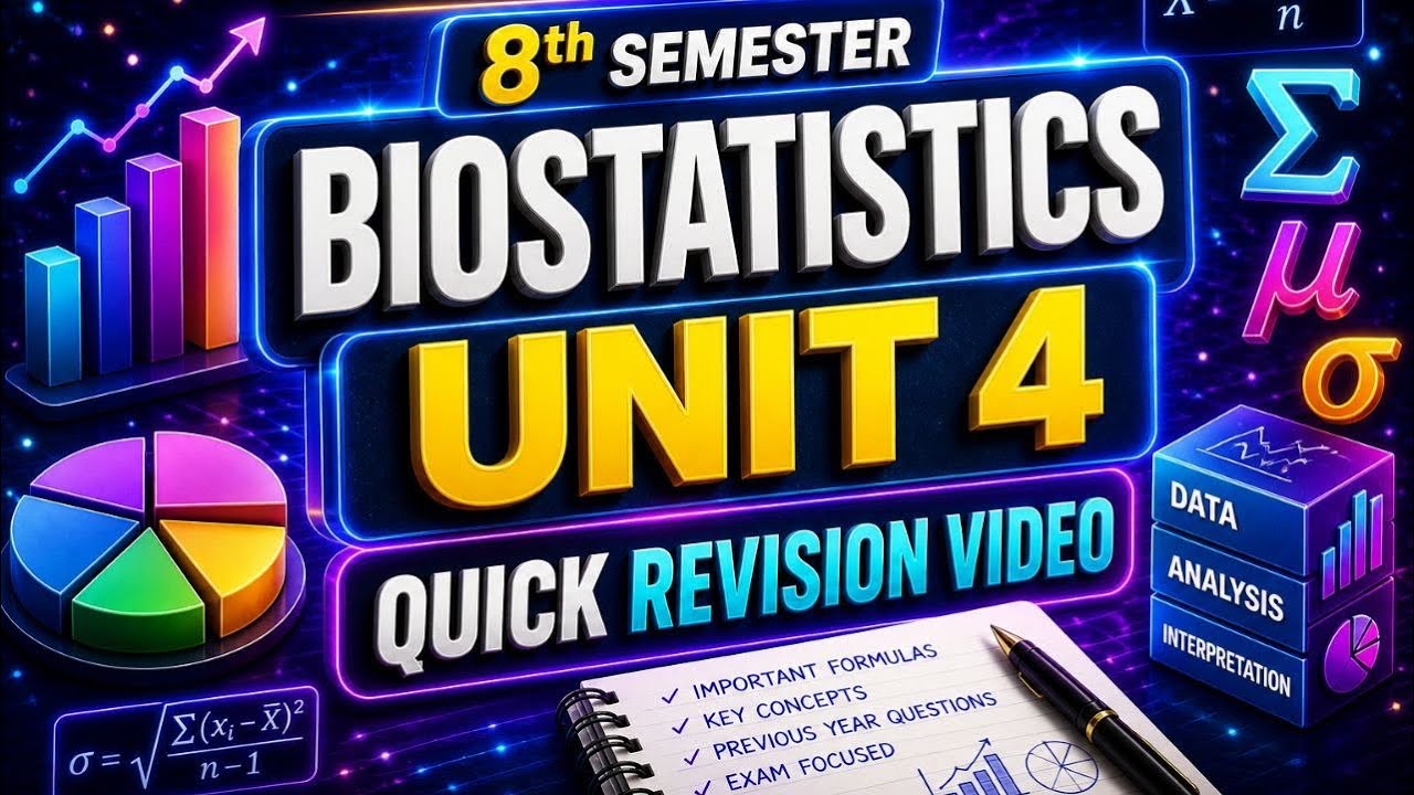 Biostatistics Unit 4 | BPharma | 8th Semester | Quick Revision Video #prashantpharmacy