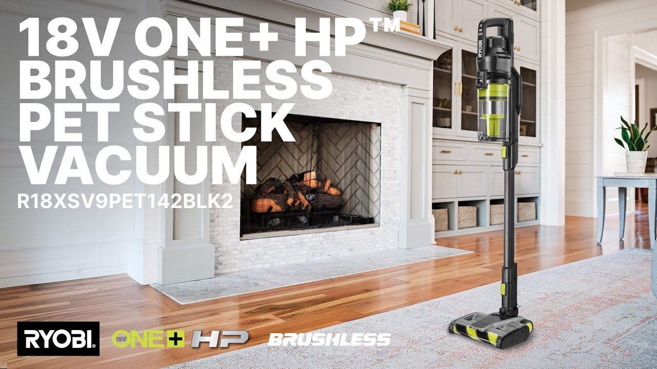 RYOBI 18V ONE+ HP™ Brushless Pet Stick Vacuum (R18XSV9PET142BLK2)