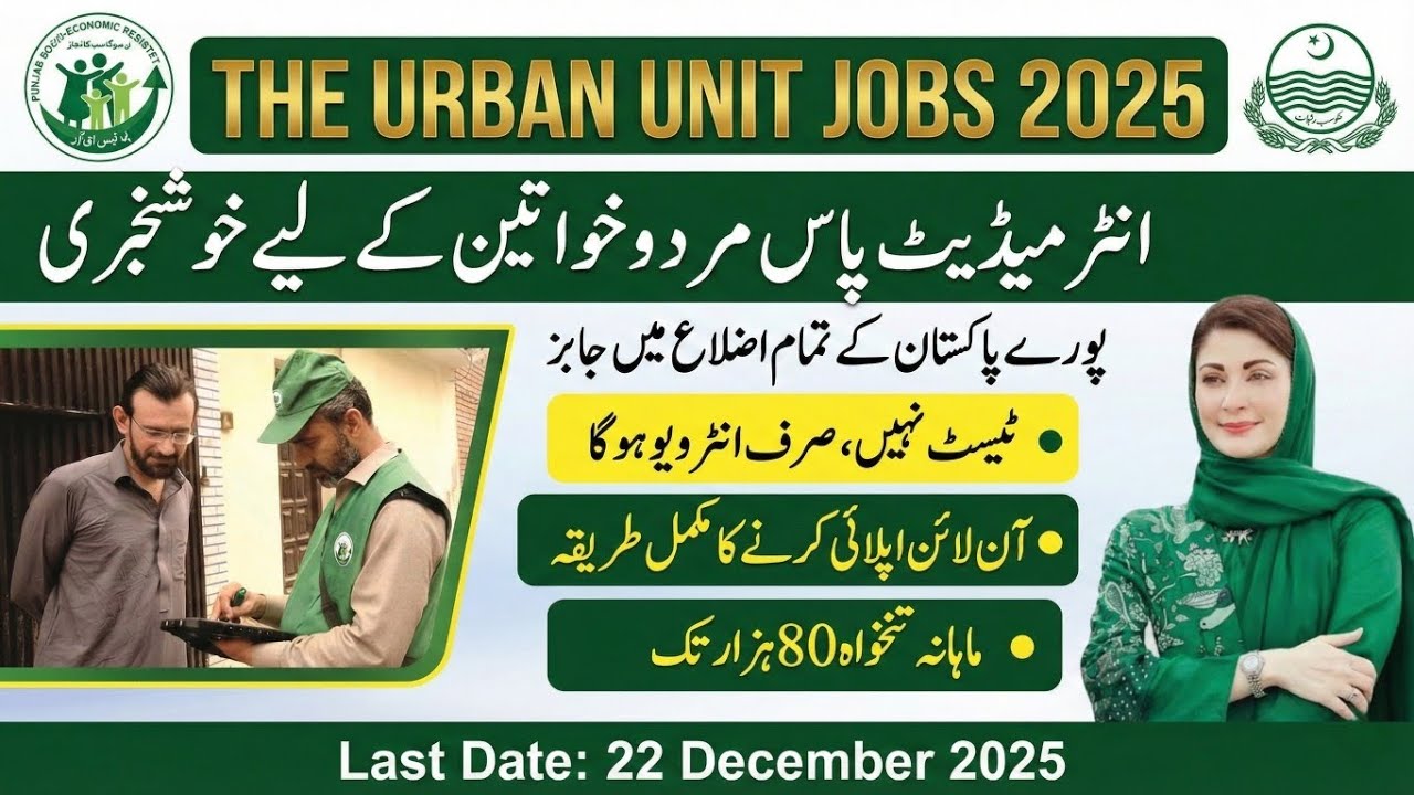 Urban Unit Jobs 2025 | Matric, Intermediate & Graduation | How To Apply Apply Online 