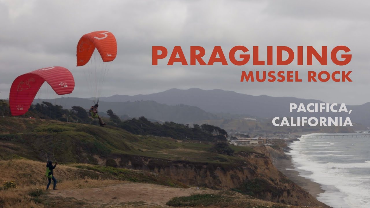 Strong wind soaring at Mussel Rock - Paragliding - Little Cloud - 14m La Mouette - 10m Puffin