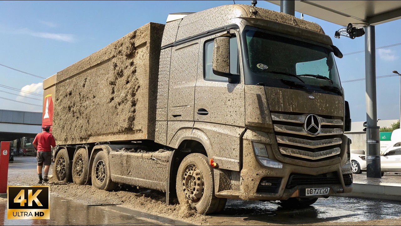This Shipping Truck Crossed Flooded Roads to Make Deliveries 💩 Now It's Spotless 🧼 | 4K ASMR