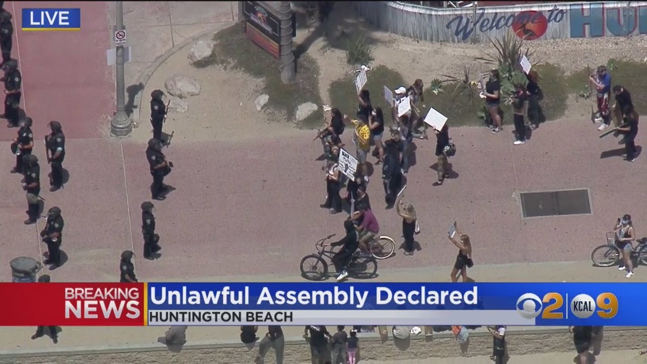 Hundreds Of George Floyd Protesters Gather In Huntington Beach Where Unlawful Assembly Is Declared