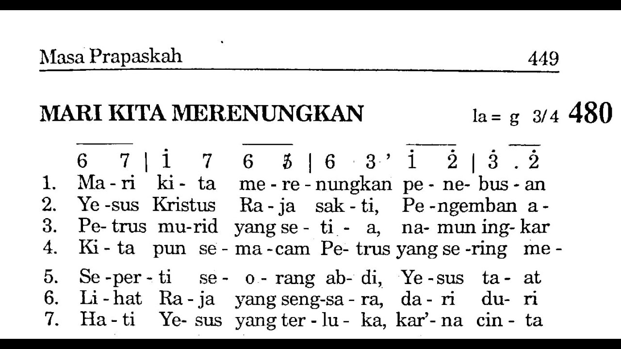 MARI KITA MERENUNGKAN - Lagu Prapaskah - PS 480
