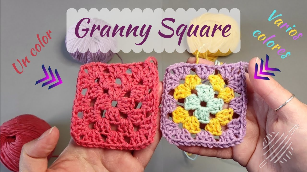 GRANNY SQUARE en UN color y en VARIOS colores | CROCHET en ESPAÑOL