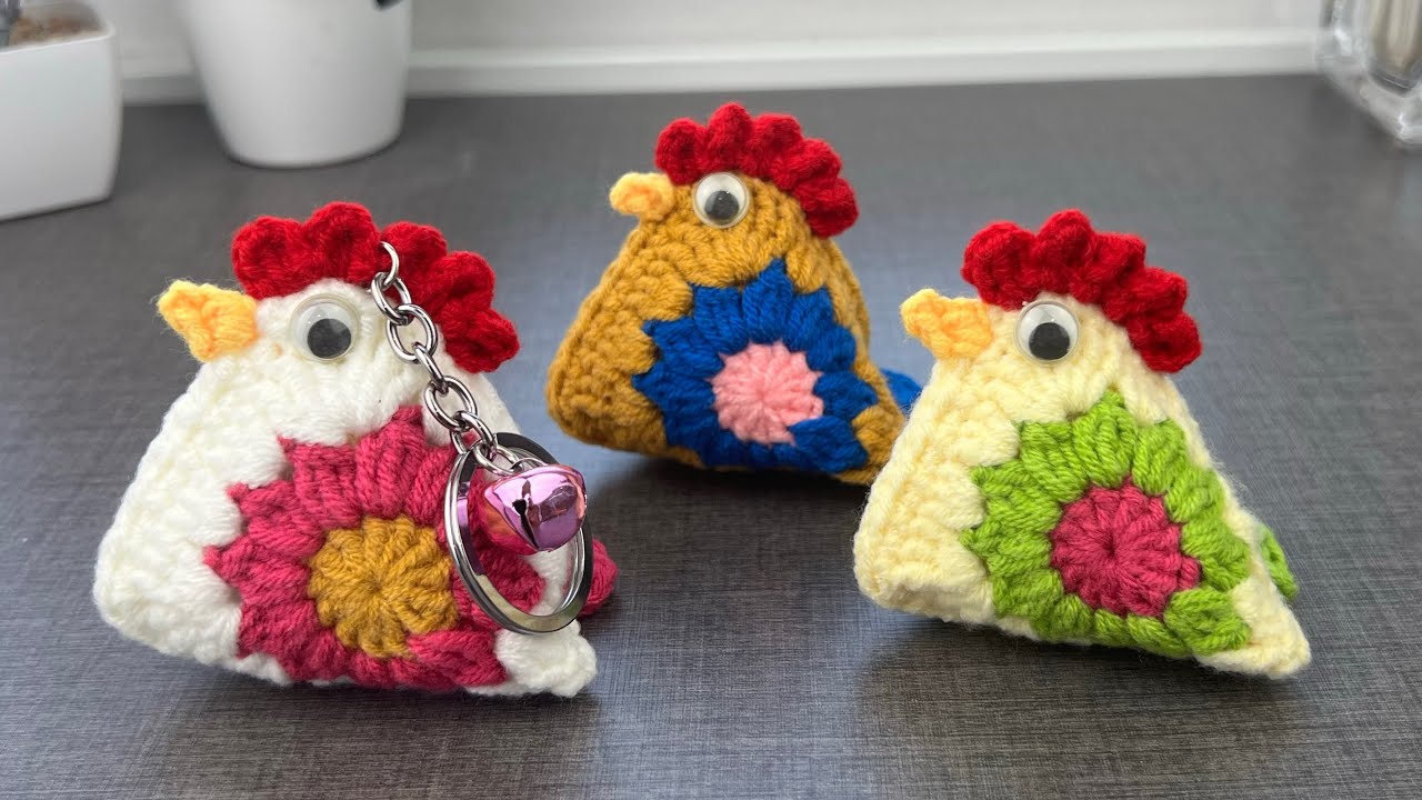 Very Cute ✅✅ Crochet chicken keychain.