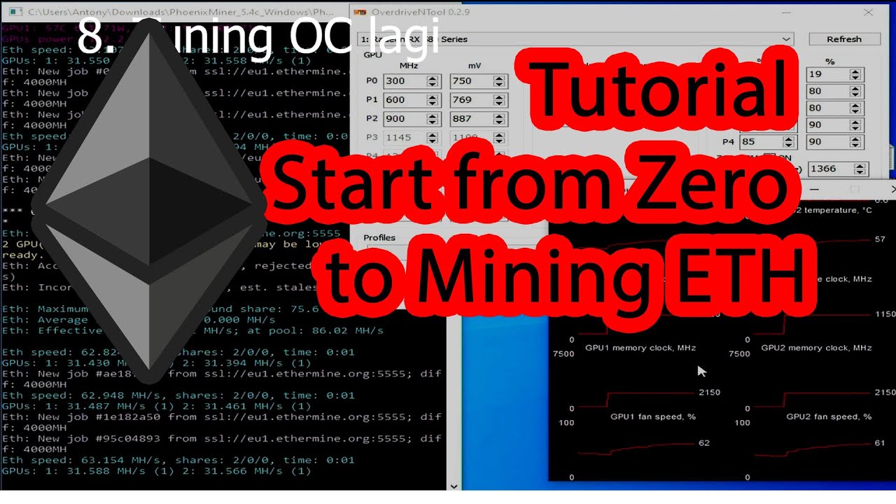 13 Tutorial Mining Ethereum from Zero PhoenixMiner, ModBios, Overdriventool