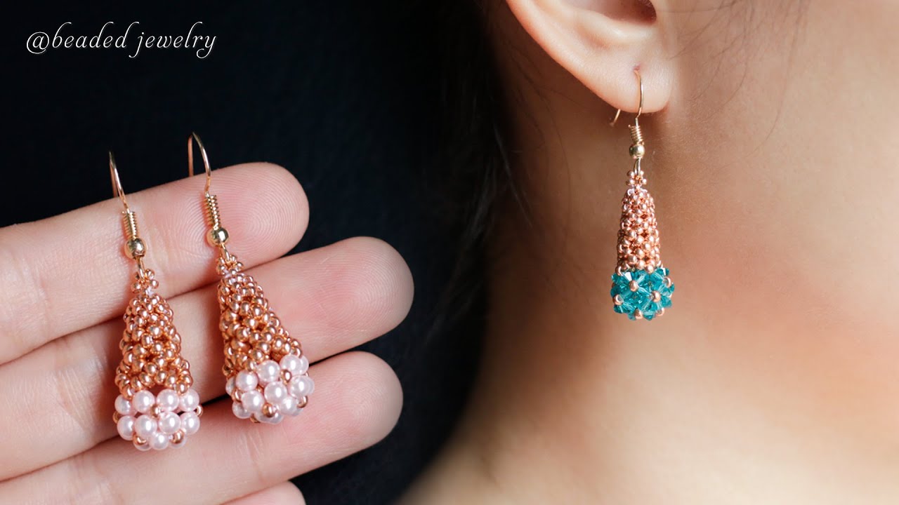 Raindrops earrings. How to make beaded earring. Jewelry making