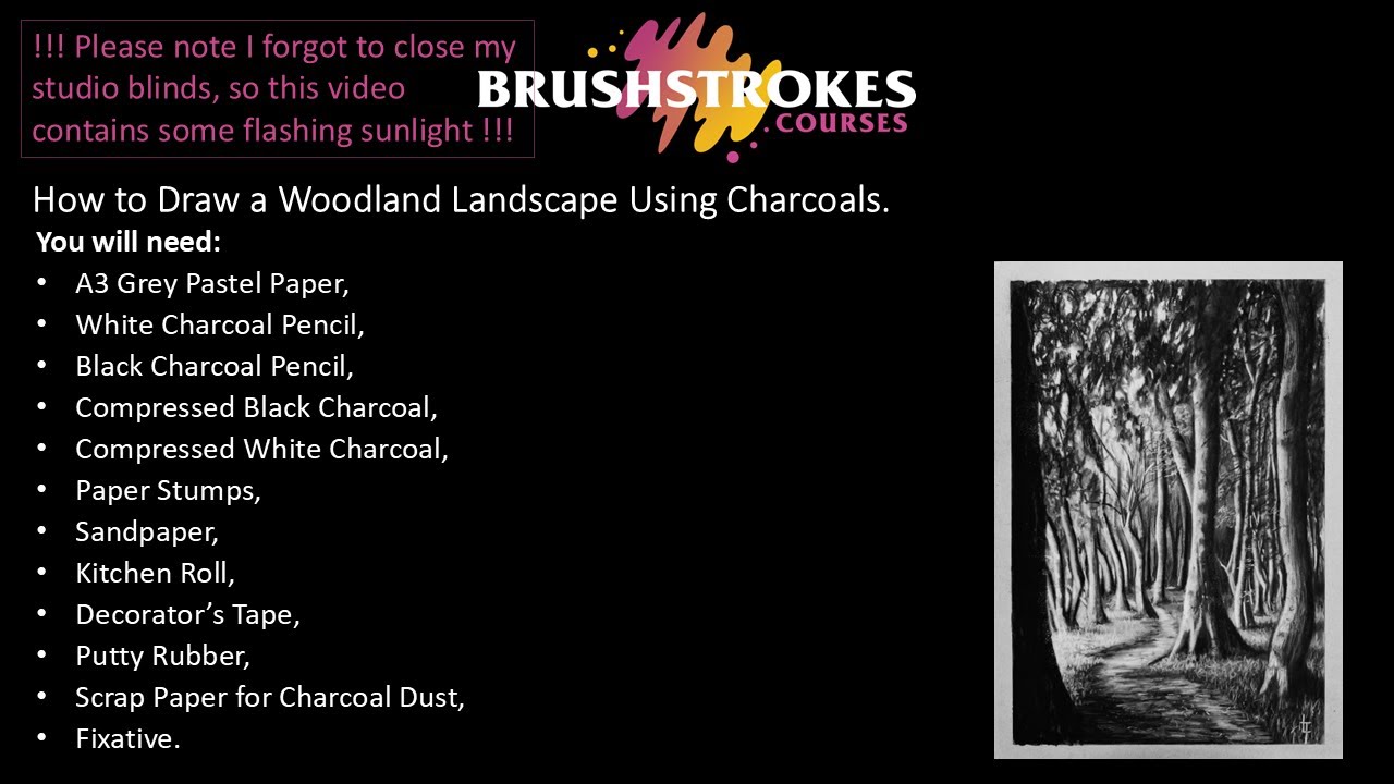 How to Draw a Woodland Landscape Using Charcoals.