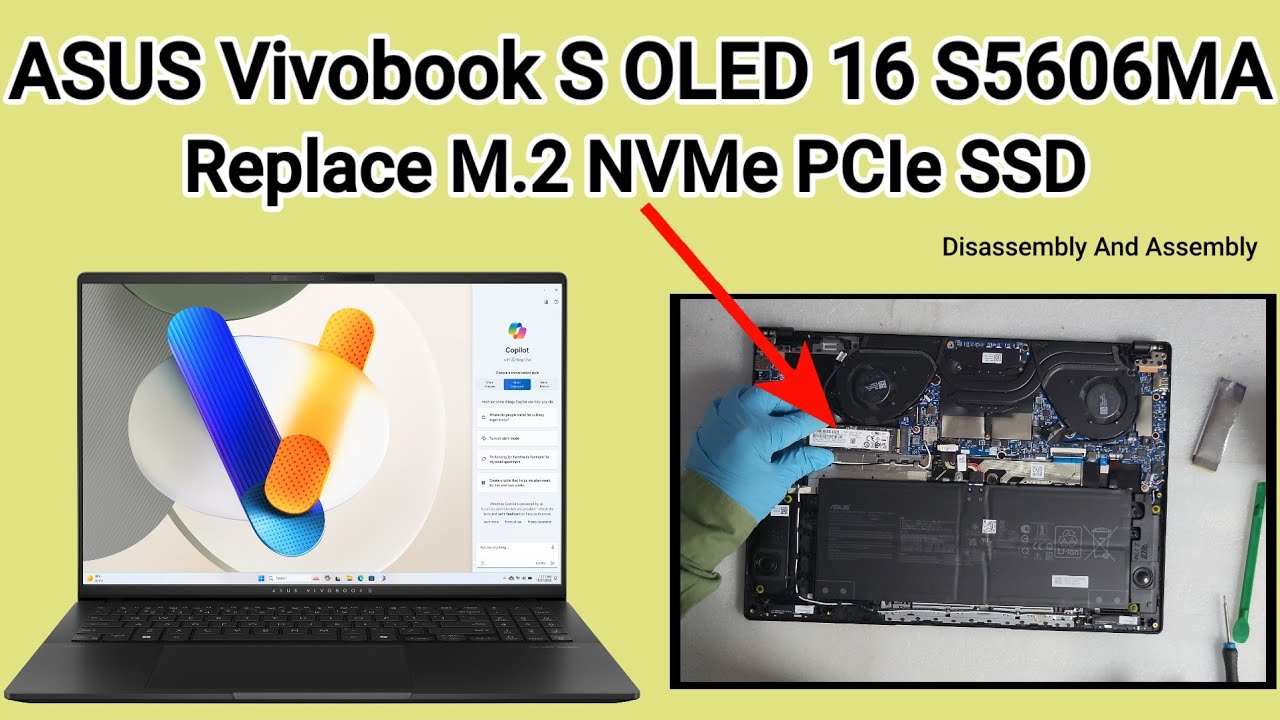 How To Replace SSD ASUS Vivobook S 16 S5606MA / Disassembly And Assembly