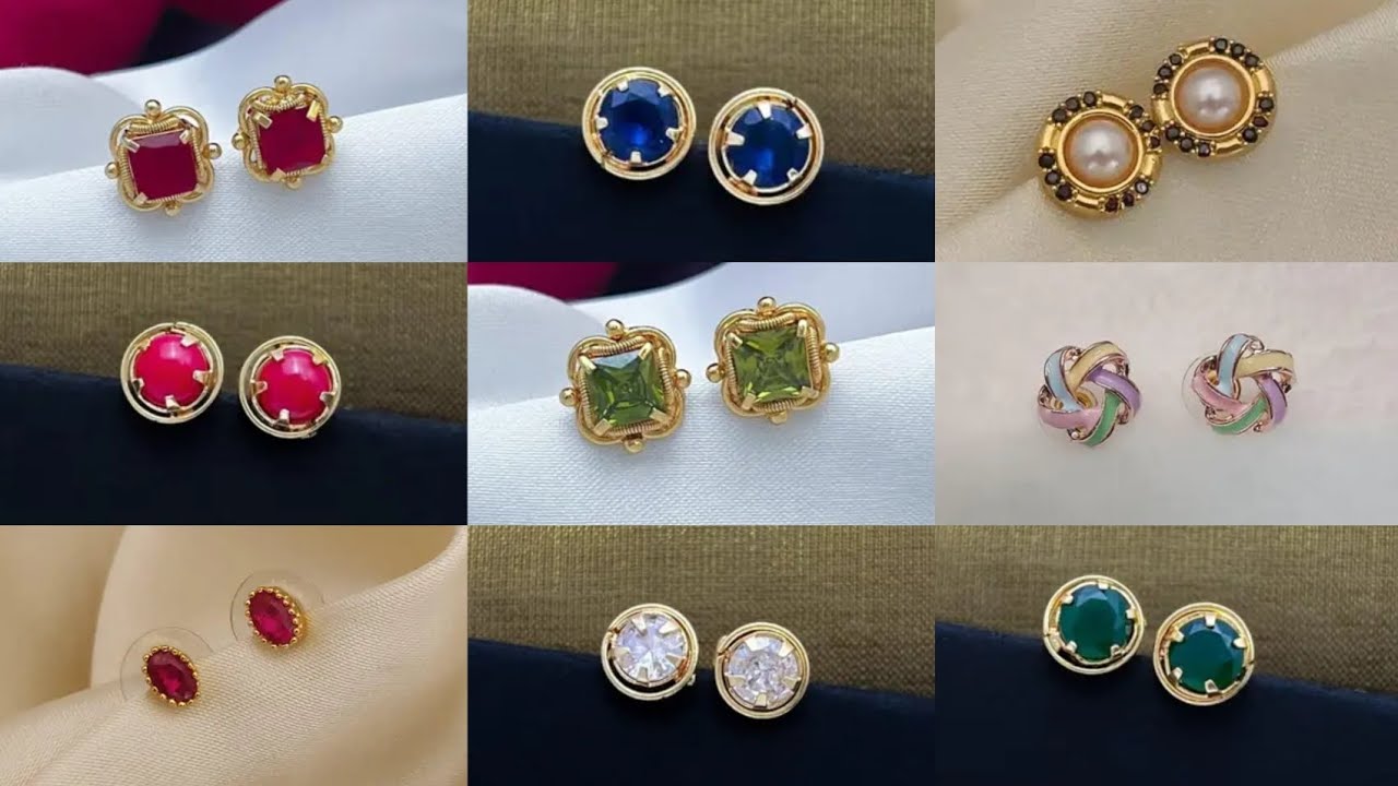 studd earrings gold #goldkammalu #earrings #single studd earrings#studdesigns #dailyuseearringsgold