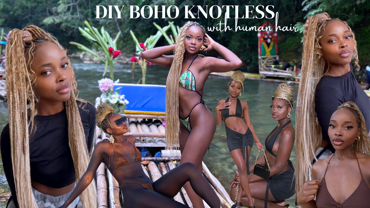 How To Do Goddess Knotless Braids | DIY Blonde Mix Knotless Braids for Darkskin women