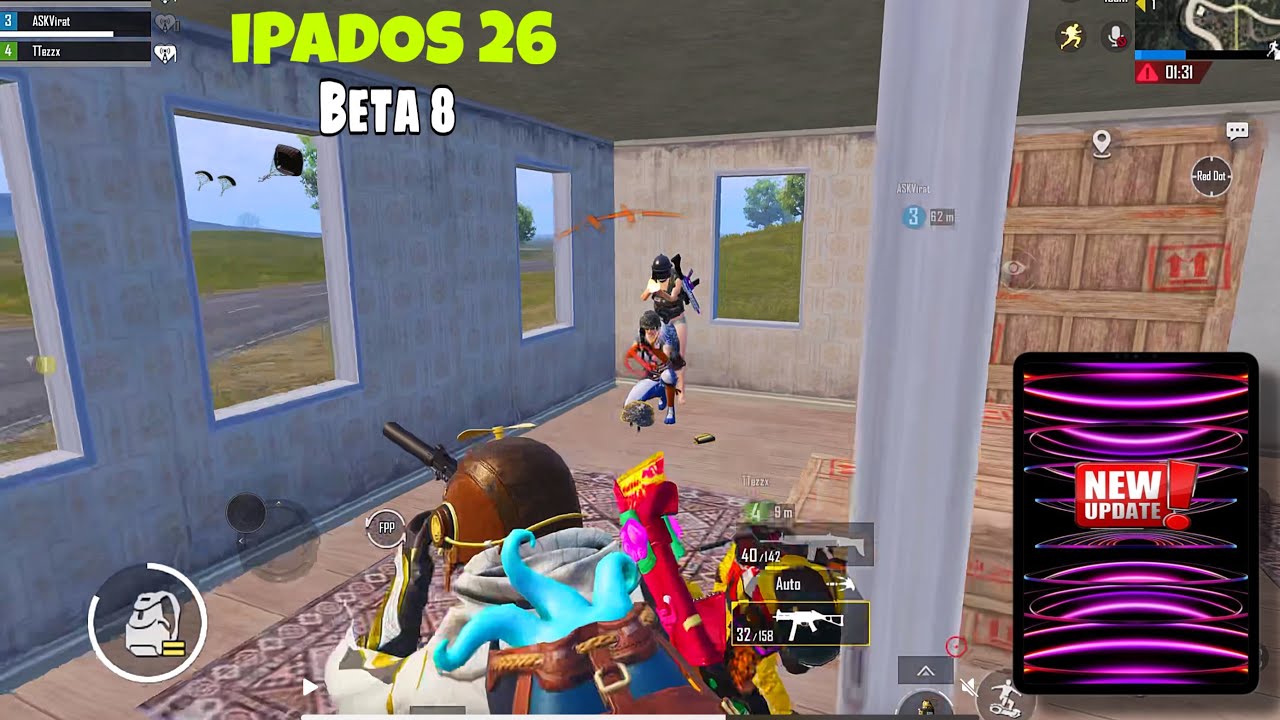 iPadOS 26 Beta 8 BGMI performance test gameplay on iPad Pro 