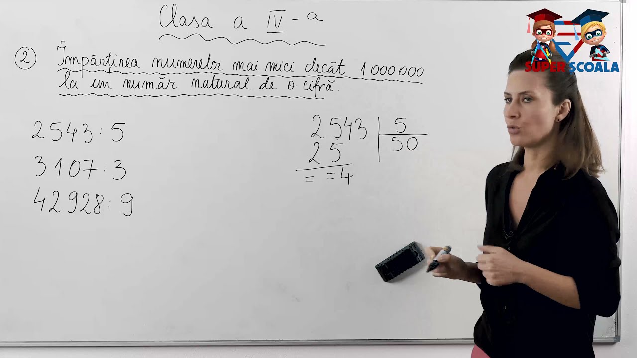 Clasa a IV-a - &Icirc;mpărțirea numerelor mai mici de 1.000.000 la un nr natural de o cifră