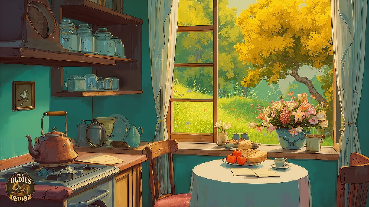 autumn afternoon vibes with 1940s oldies softly playing in another room (relax, unwind, sleep)