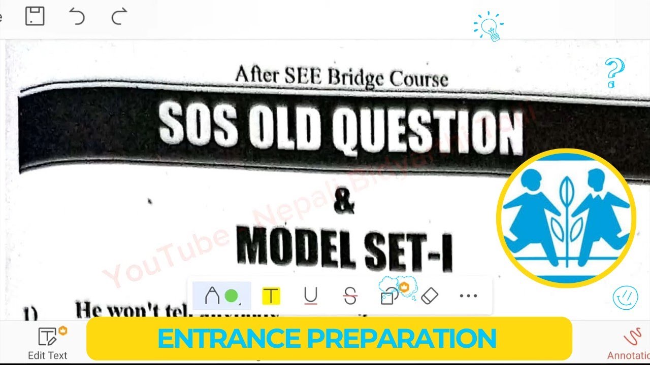 Part 3| SOS College previous year question paper for entrance exam class 11th Nepali Bidyarthi Tolli