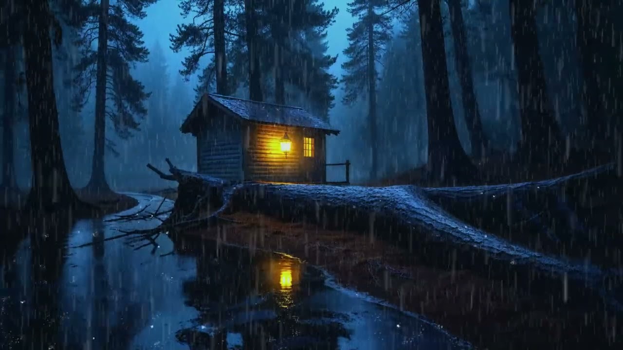 3 Hour Rain & Thunderstorm in a Cozy Cabin | Rain Sounds for Sleep Fast