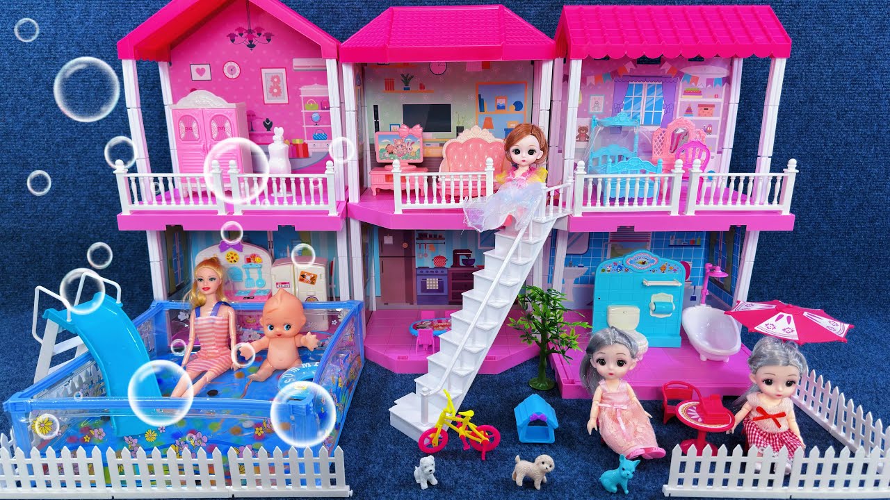 8 Minutes Satisfying with Unboxing Dream Princess Villa with Swimming Pool Playset ASMR｜Review Toys