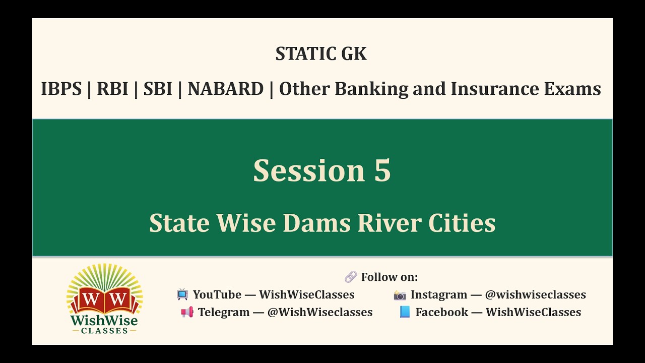 Important Dams and Rivers in India | Session – 5 | Static GK | IBPS | SBI | RBI NABARD |