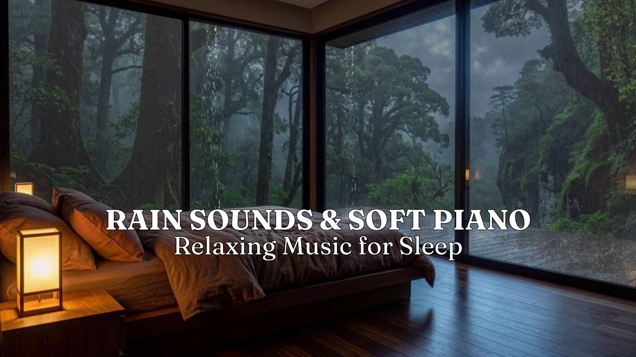 FALL INTO SLEEP INSTANTLY | Rain Sounds & Peaceful Piano Music in the Warm Bedroom, Stress Relief