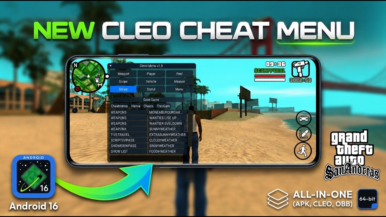 Android 15 New Cleo Cheat Menu for GTA San Andreas Android | How to install cheat menu in gta sa