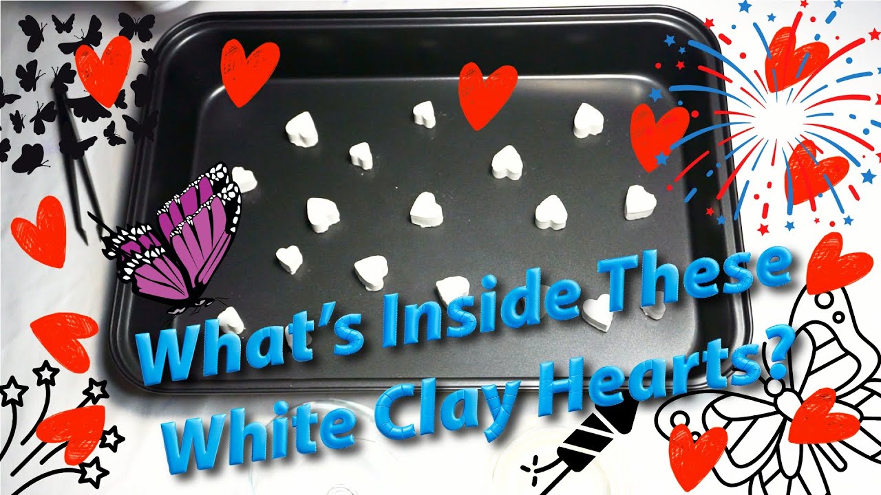 Breaking White Clay Hearts to Reveal Hidden Marbles