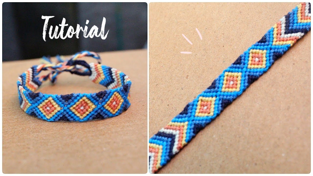 Pulsera de hilo paso a paso ◇Tutorial◇ Chevron+ Rombos◆Diamantes