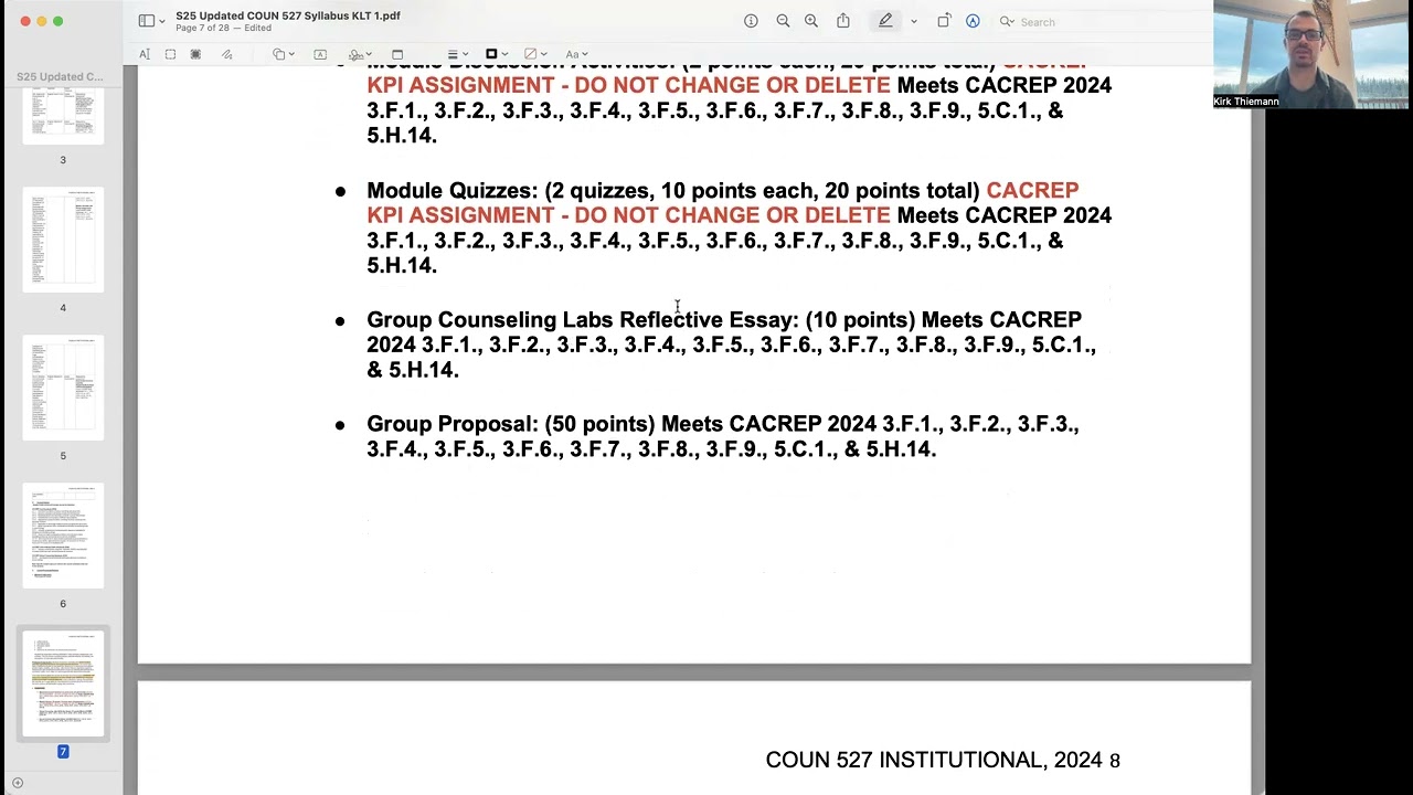 Spring 2025 COUN 527 Syllabus Overview