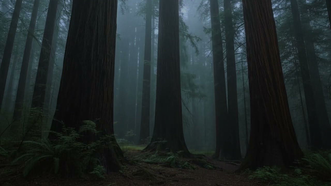 Heavy Rain Sounds for Sleeping – Redwood Forest Rain & Soft Piano | Deep Sleep