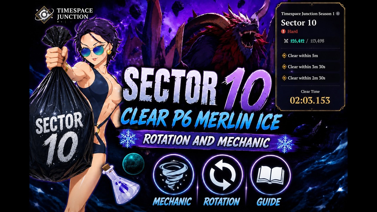 Sector 10 Guide | P6 Merlin Ice Clear | Rotation & Mechanic | 7DS Origin Timespace Junction