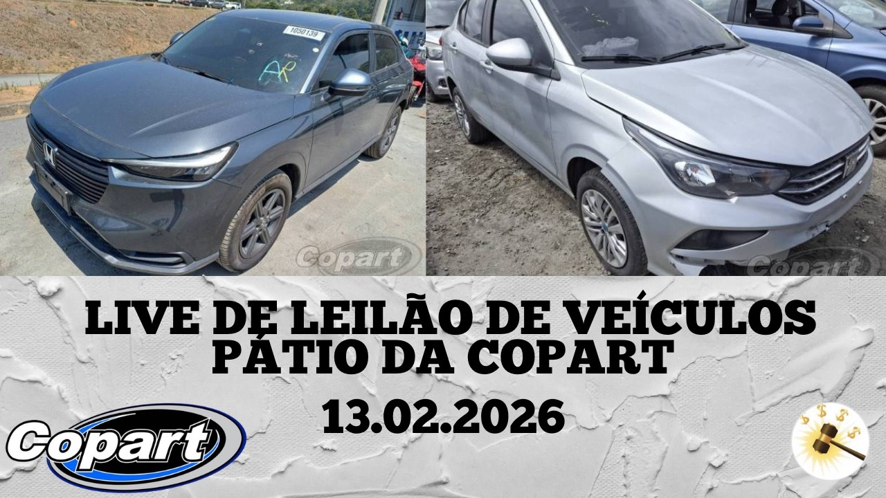 LIVE DE LEILÃO DE VEÍCULOS NO PÁTIO DA COPART 13.02.2026