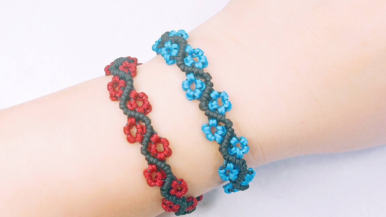 Flower Bracelet#Macrame#Tutorial#Easy#DIY