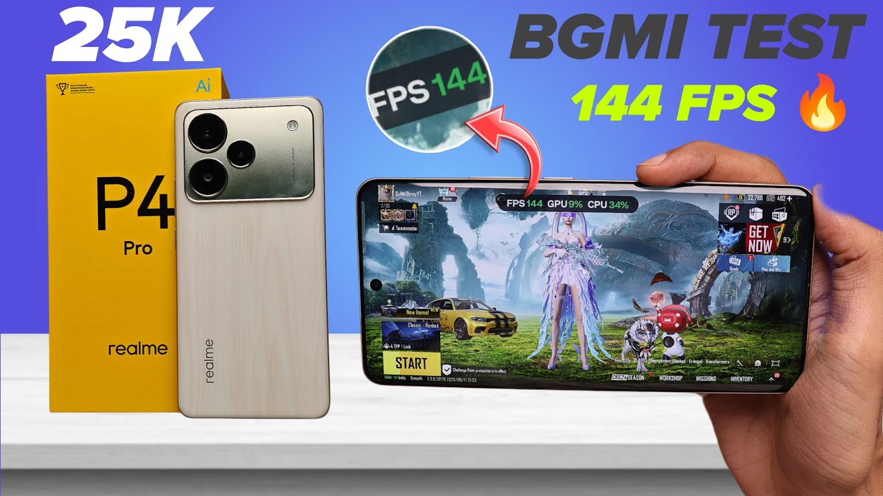 Realme P4 Pro BGMI 144FPS Test With FPS Meter ⚡ Heating, Gyro and Battery Test
