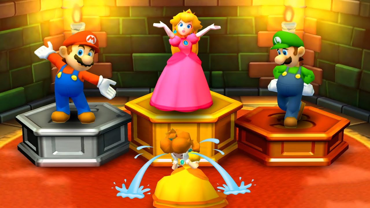 【マリオパーティ3DS】すべてのレーシングミニゲーム ピーチ姫 vs デイジー姫 vs マリオ vs ルイージ (CPU最強 たつじん)