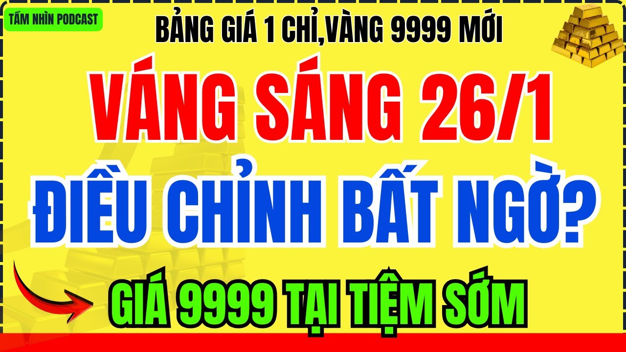 Giá Vàng Hôm Nay SÁNG 26/1/2026: Vàng 9999 tại tiệm thấp hơn SJC, điều gì đang xảy ra?