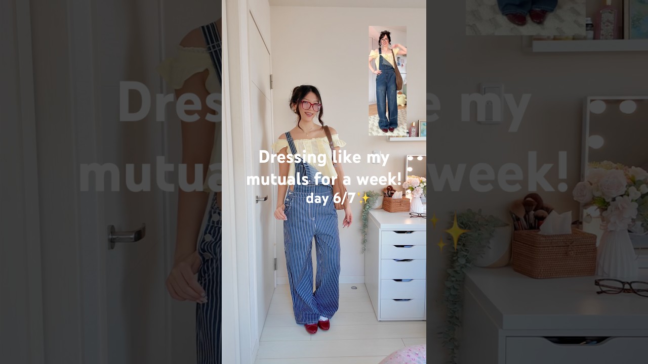 Dressing like my mutuals for a week!! day 6🍓💛 #recreatingoutfits