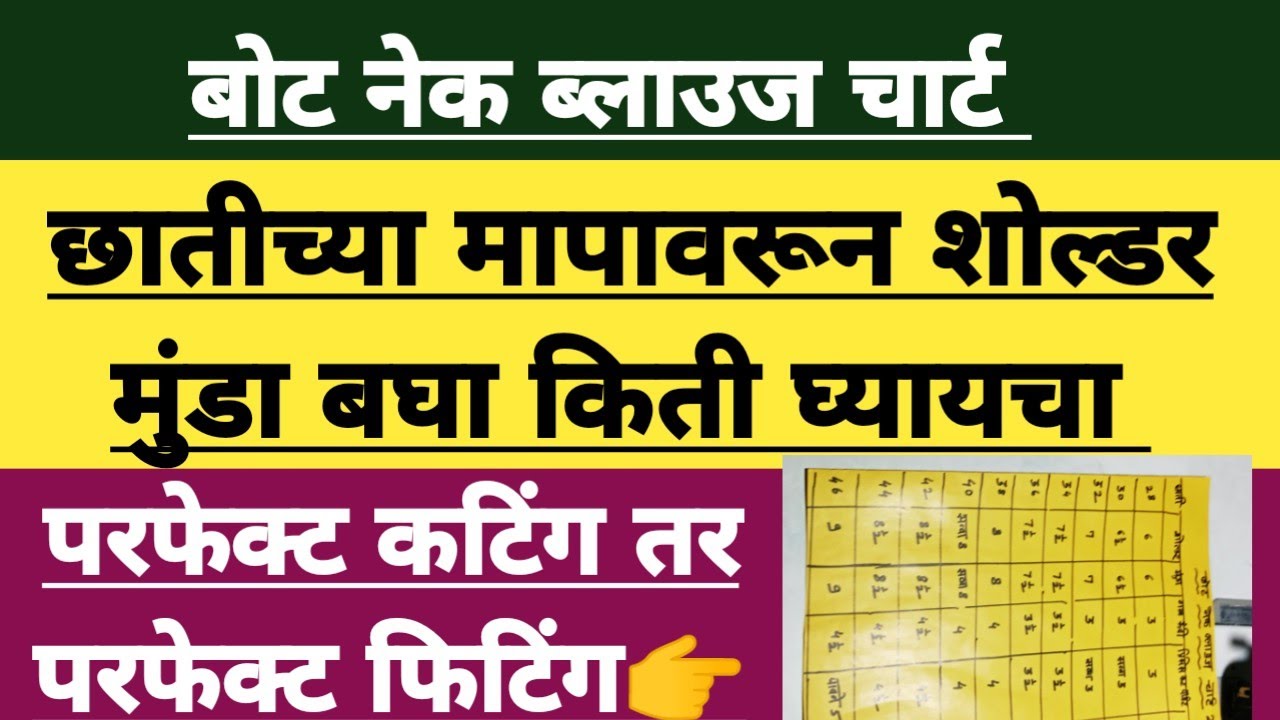 बोट नेक ब्लाउज चार्ट  / परफेक्ट कटिंग करायच असेल तर  हा चार्ट नक्की बघा / Perfect Blouse Chart